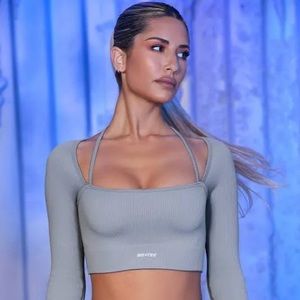 Oh Polly Grey XXS Gym Crop Top Long sleeve